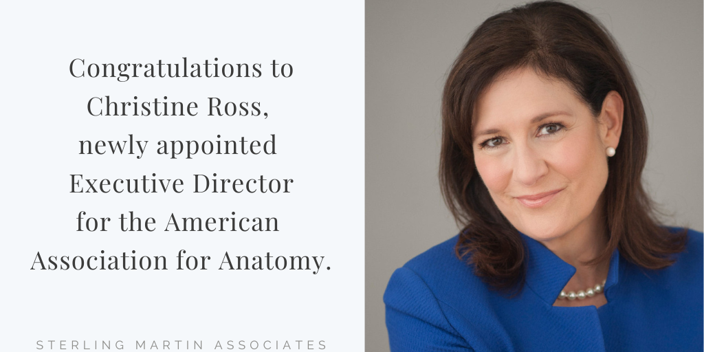 Announcement with headshot of Christine Ross, new Executive Director for AAA