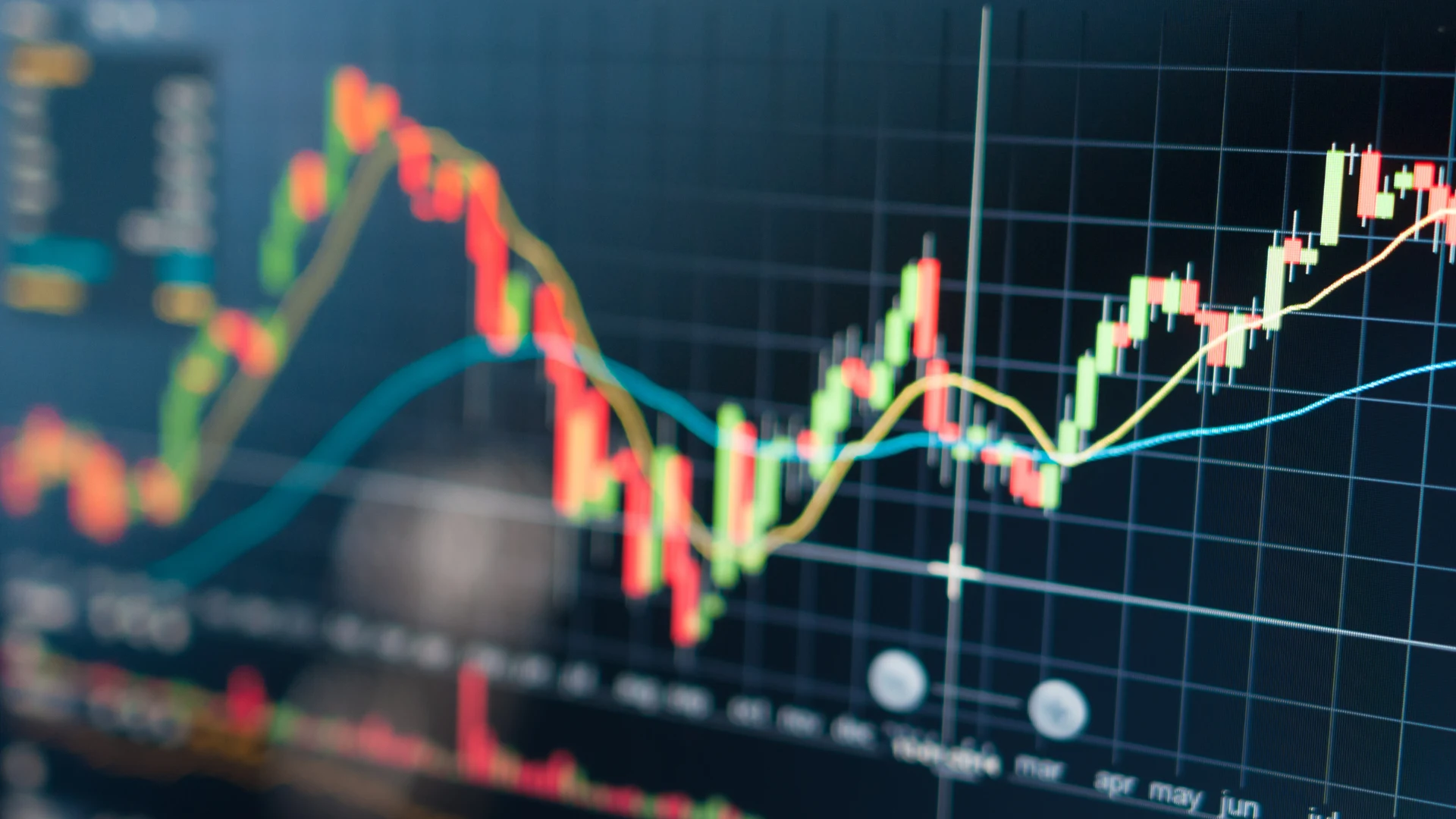 Trade stock graph with various colors
